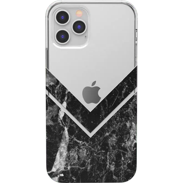 Sleek and Simple | Black Marble V Clear Case