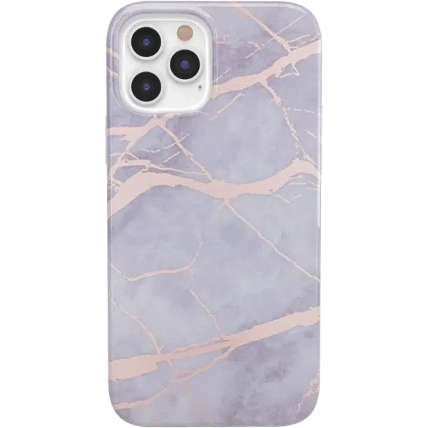 Touch of Lavender | Lavender Gray & Rose Gold Marble Case