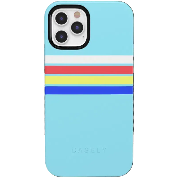 Totally Groovy | Teal Rainbow Stripes Color Block Case